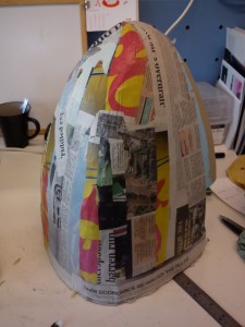 paper mache layer 2 - newspaper