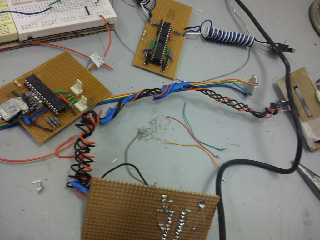 three separate stripboards -work in progress